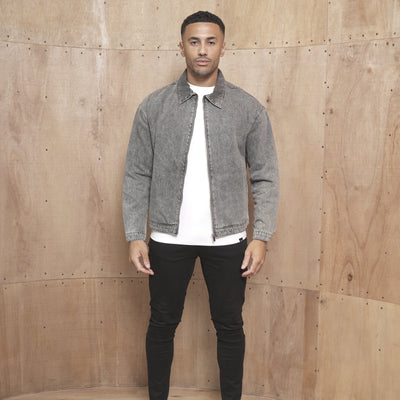 CAPO Washed Black Zip-Up Denim Jacket