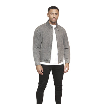 CAPO Washed Black Zip-Up Denim Jacket
