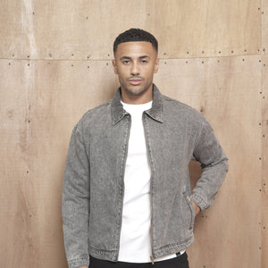 CAPO Washed Black Zip-Up Denim Jacket