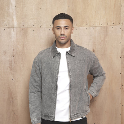 CAPO Washed Black Zip-Up Denim Jacket