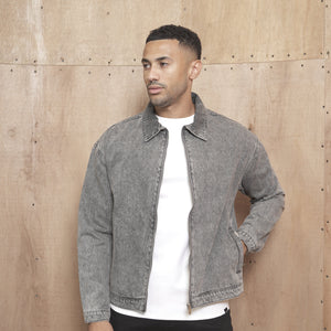 CAPO Washed Black Zip-Up Denim Jacket