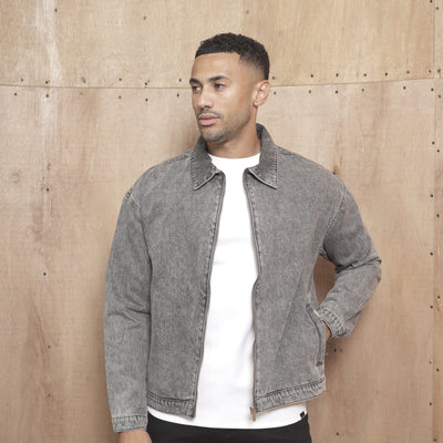 CAPO Washed Black Zip-Up Denim Jacket