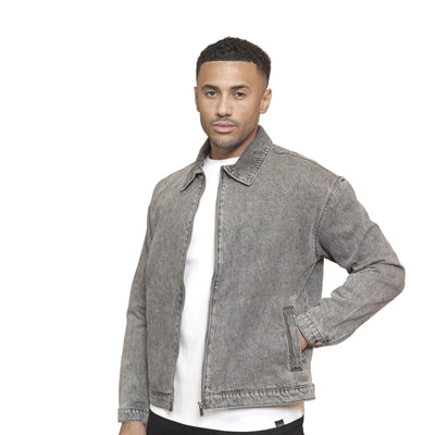 CAPO Washed Black Zip-Up Denim Jacket