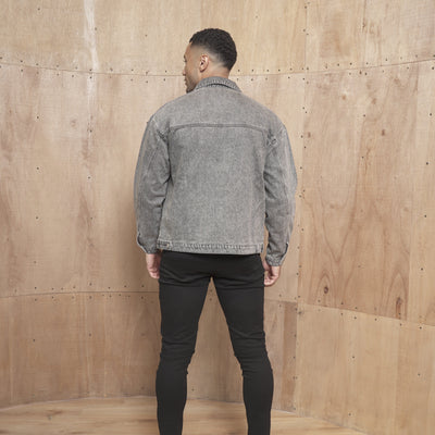 CAPO Washed Black Zip-Up Denim Jacket