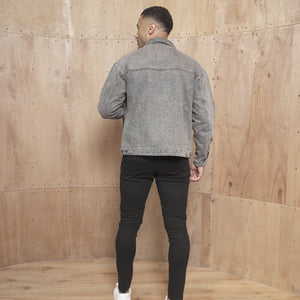 CAPO Washed Black Zip-Up Denim Jacket