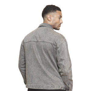 CAPO Washed Black Zip-Up Denim Jacket