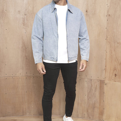 CAPO Denim Washed Blue Zip-Up Jacket