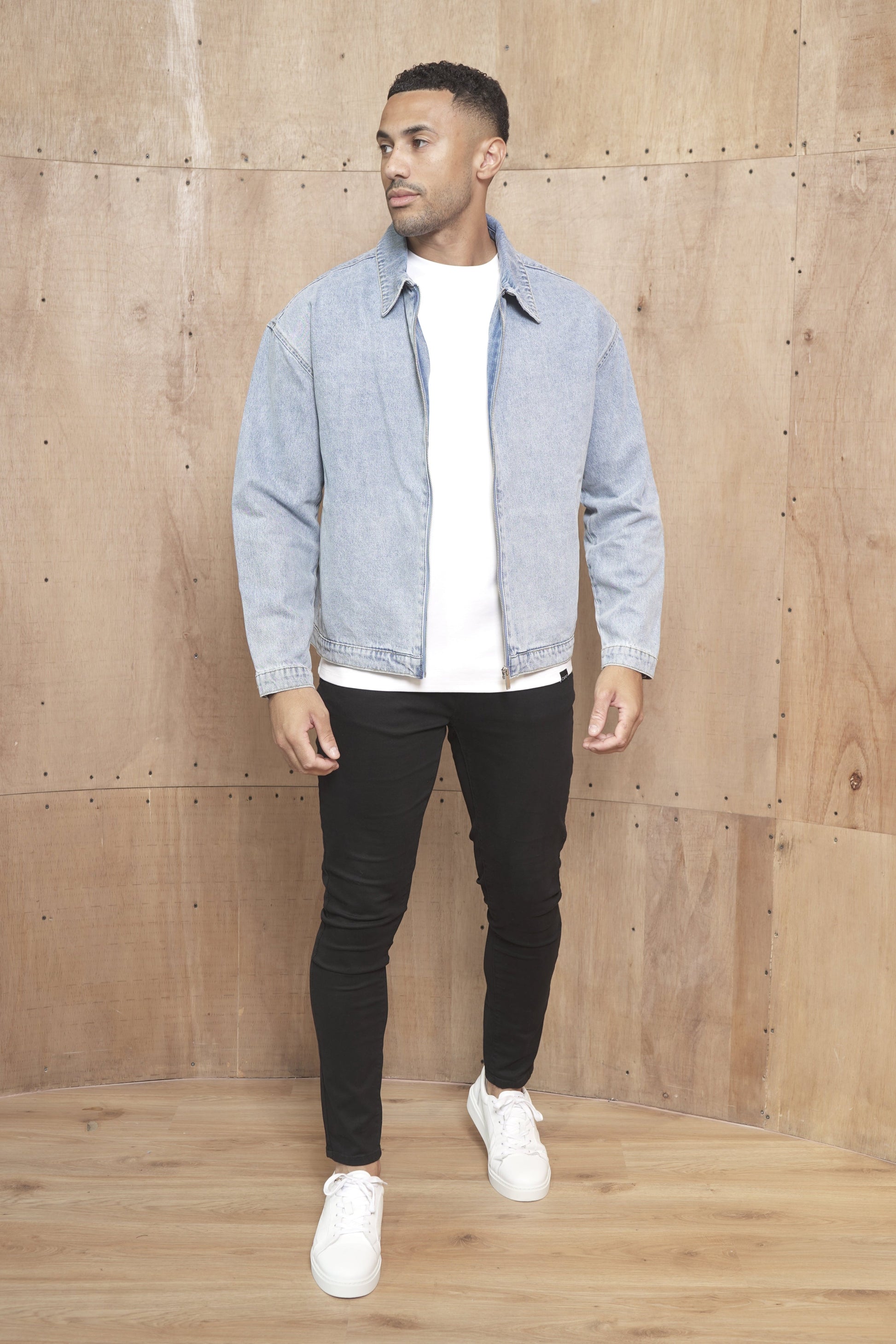 CAPO Denim Washed Blue Zip-Up Jacket