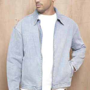 CAPO Denim Washed Blue Zip-Up Jacket