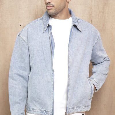 CAPO Denim Washed Blue Zip-Up Jacket