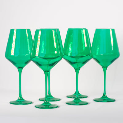 Estelle Colored Wine Stemware - Set of 6 {Kelly Green}