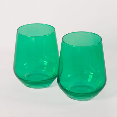 Estelle Colored Wine Stemless - Set of 2 {Kelly Green}