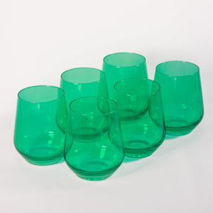 Estelle Colored Wine Stemless - Set of 6 {Kelly Green}