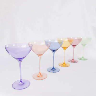 Estelle Colored Martini Glass - Set of 6 {Pastel Mixed Set}