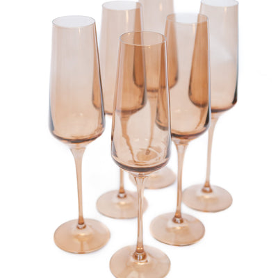 Estelle Colored Champagne Flute - Set of 6 {Mocha Mousse (Our Amber Smoke)}
