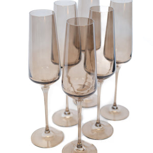 Estelle Colored Champagne Flute - Set of 6 {Gray Smoke}