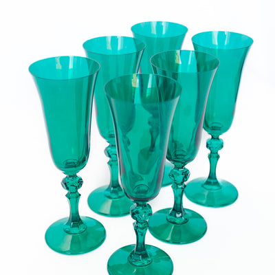 Estelle Colored Regal Flute - Set of 6 {Emerald Green}