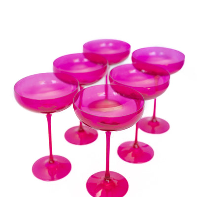 Estelle Colored Champagne Coupe Stemware - Set of 6 {Viva Magenta (Our Fuchsia)}
