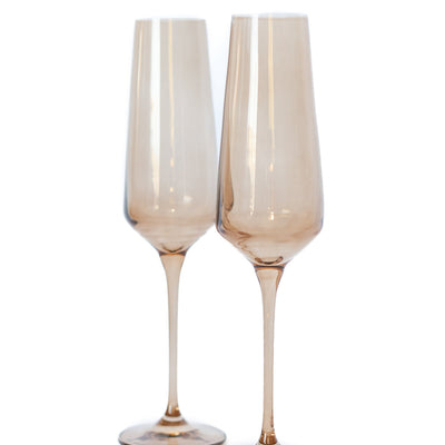 Estelle Colored Champagne Flute - Set of 2 {Mocha Mousse (Our Amber Smoke)}