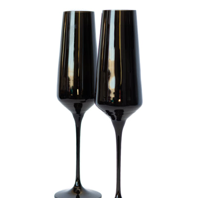 Estelle Colored Champagne Flute - Set of 2 {Black}