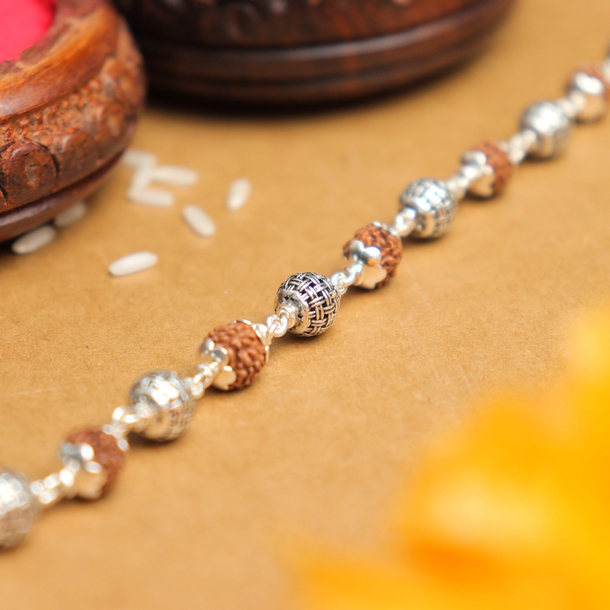 Pure Rudraksha Silver Rakhi