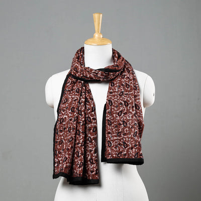 Brown - Sanganeri Block Printed Tagai Work Cotton Stole