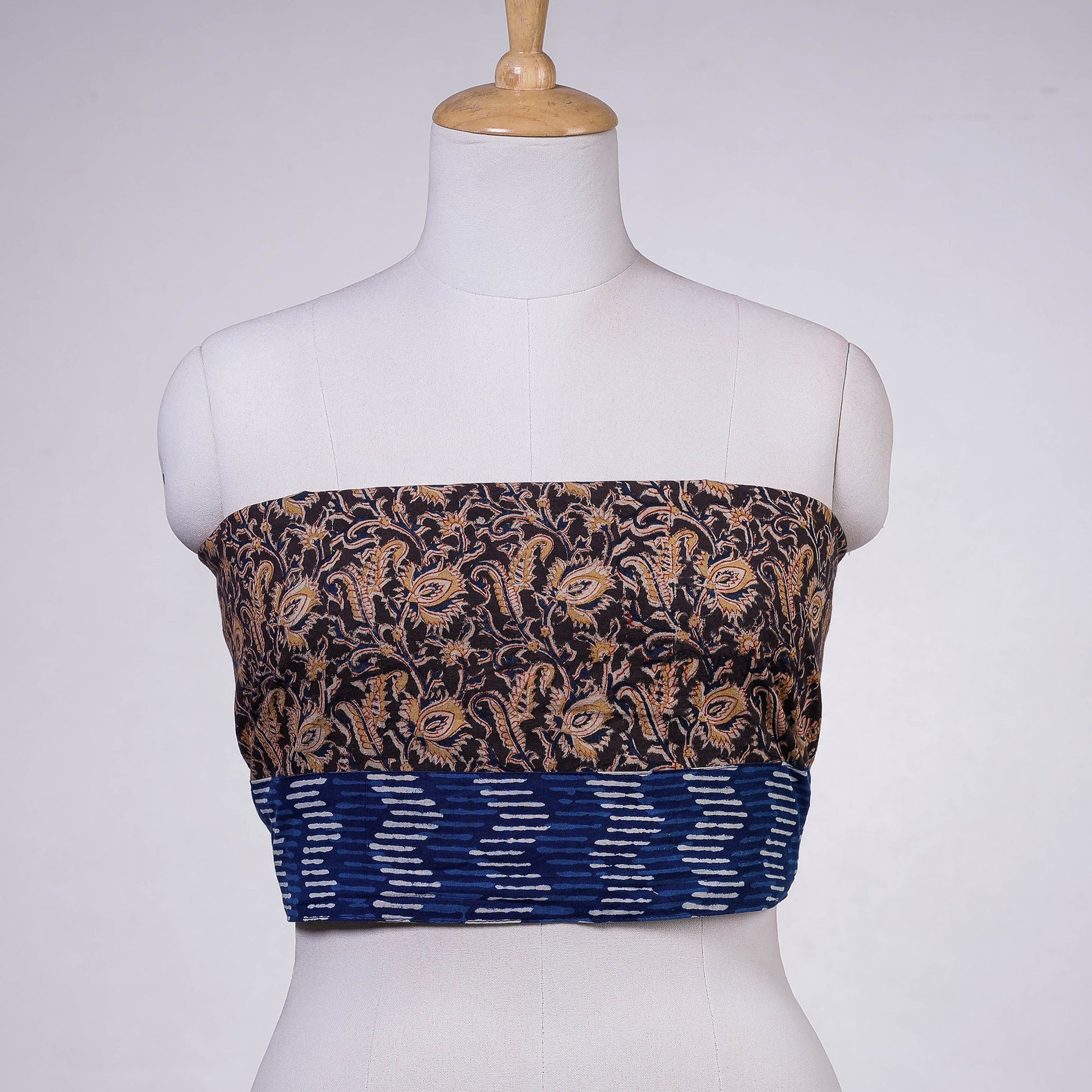 Black - Rangoli Kalamkari Block Printed Cotton Blouse Piece