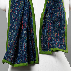 Blue - Ajrakh Block Printed Tagai Work Cotton Stole