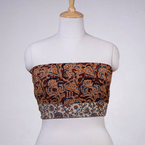 Brown - Rangoli Kalamkari Block Printed Cotton Blouse Piece