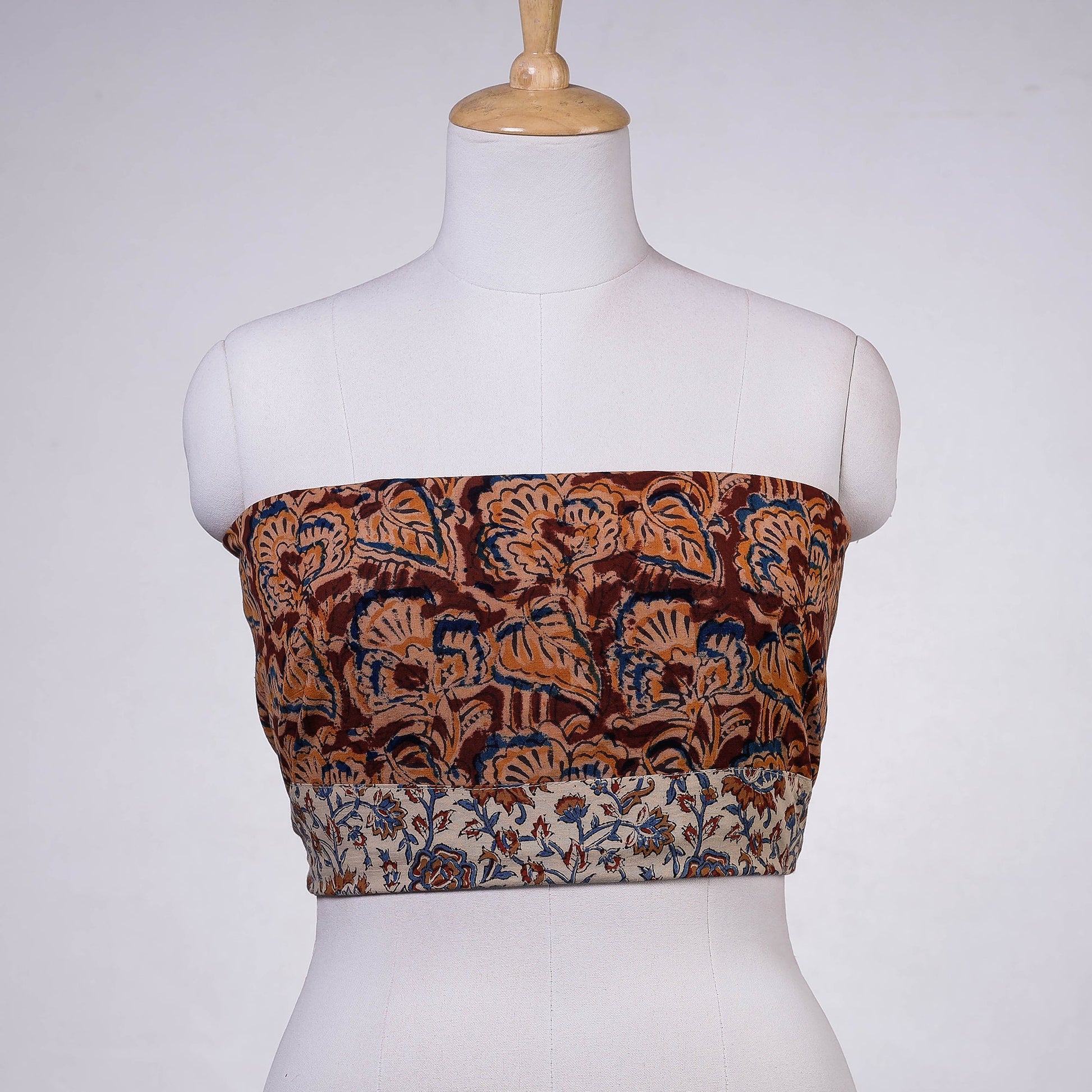 Brown - Rangoli Kalamkari Block Printed Cotton Blouse Piece