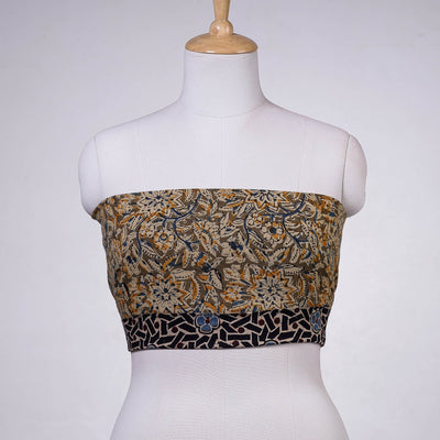 Brown - Rangoli Kalamkari Block Printed Cotton Blouse Piece