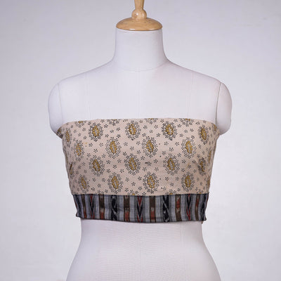 Beige - Rangoli Kalamkari Block Printed Cotton Blouse Piece