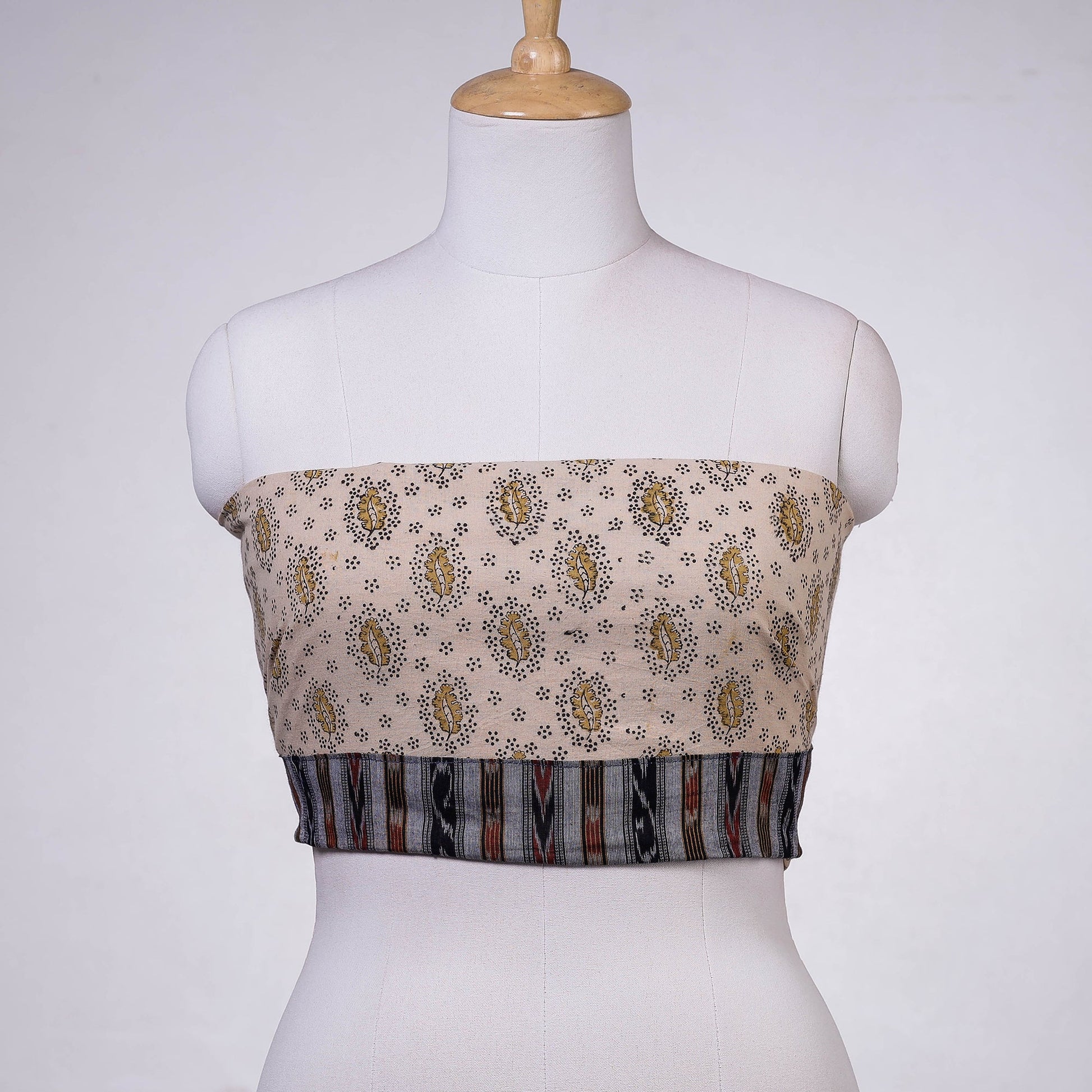 Beige - Rangoli Kalamkari Block Printed Cotton Blouse Piece