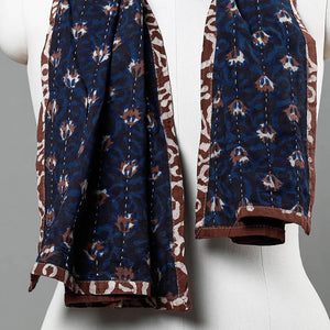 Blue - Bagru Block Printed Tagai  Work Cotton Stole
