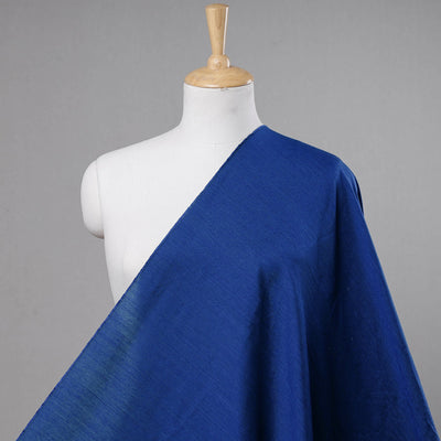 Blue - Elegant Slub Silk Plain Fabric 02