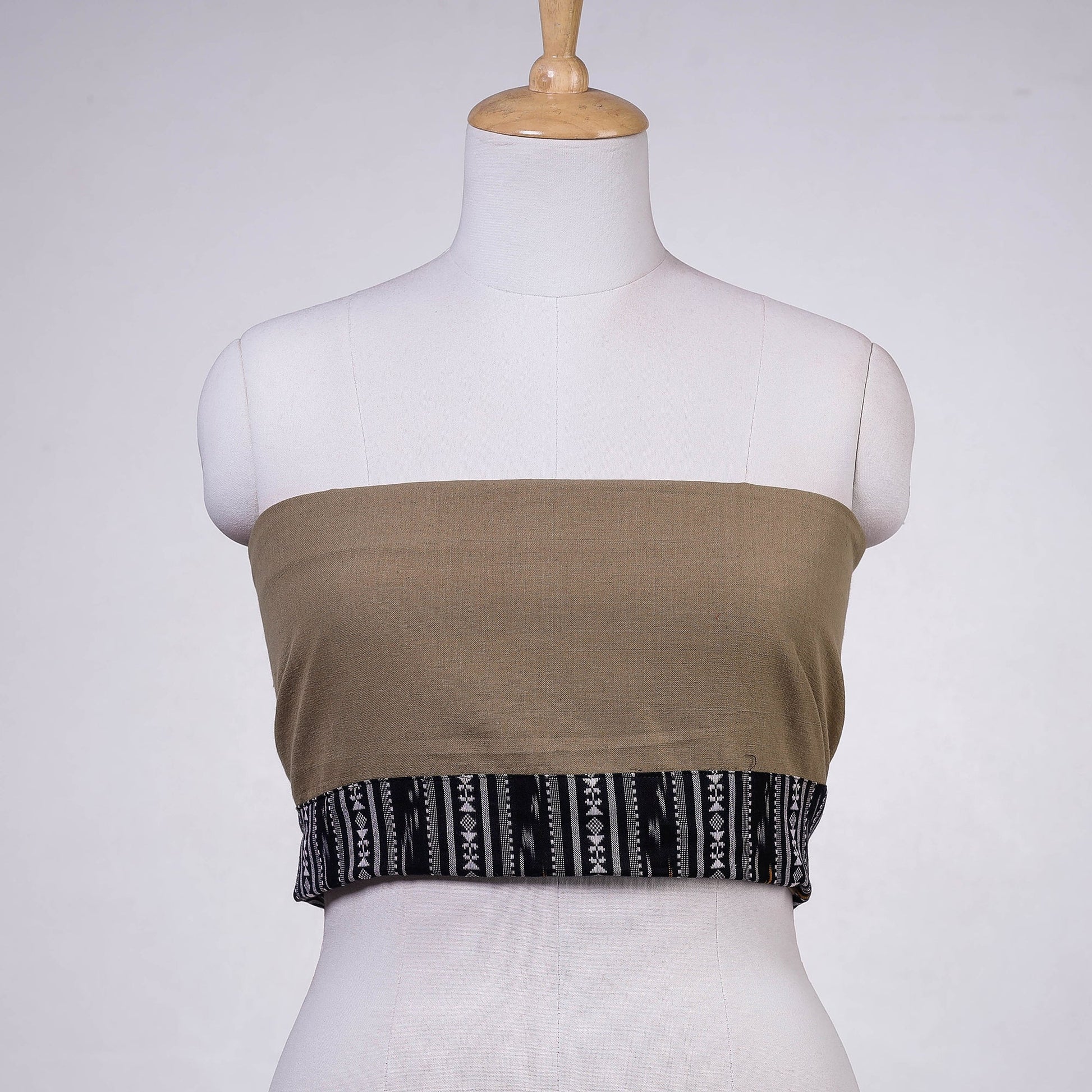 Brown - Jhiri Handloom Cotton Blouse Piece 87