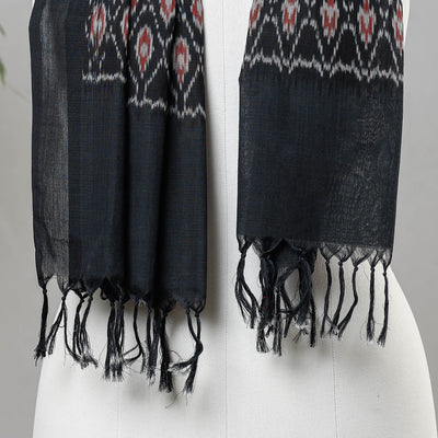 Black - Handloom Cotton Pochampally Ikat Stole