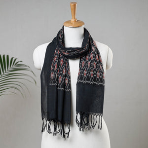 Black - Handloom Cotton Pochampally Ikat Stole