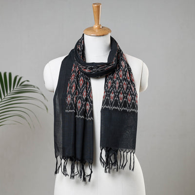 Black - Handloom Cotton Pochampally Ikat Stole