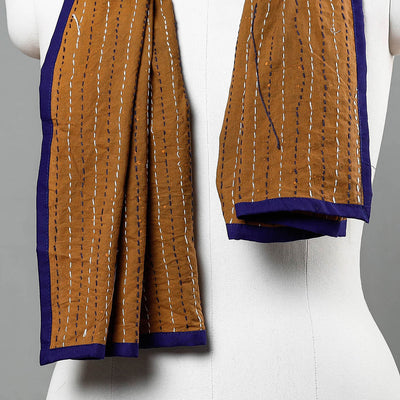 Brown - Bagru Block Printed Tagai Work Cotton Stole