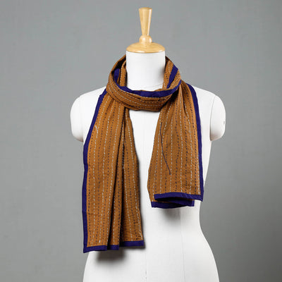Brown - Bagru Block Printed Tagai Work Cotton Stole