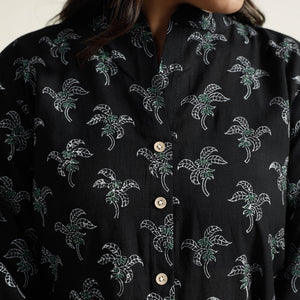 Black - Block Print Handwoven Cotton A-Line Mangalagiri Kurta 15