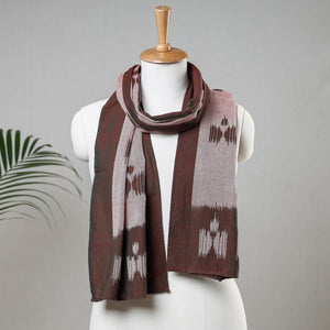 Brown - Handloom Cotton Pochampally Ikat Stole