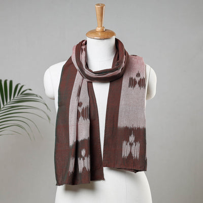 Brown - Handloom Cotton Pochampally Ikat Stole