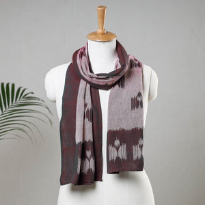 Brown - Handloom Cotton Pochampally Ikat Stole