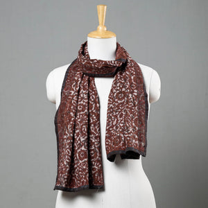 Brown - Bagru Block Printed Tagai Work Cotton Stole