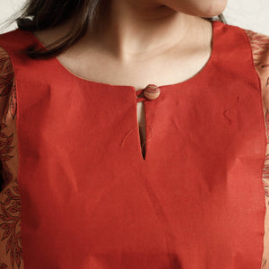 Brown - Block Print Handwoven Cotton Straight Mangalagiri Kurta 04