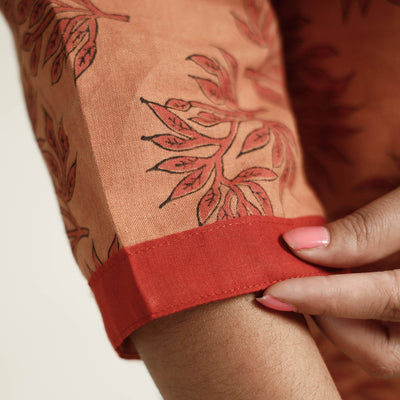 Brown - Block Print Handwoven Cotton Straight Mangalagiri Kurta 04