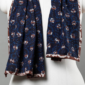 Blue - Bagru Block Printed Tagai Work Cotton Stole