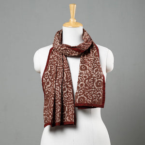 Brown - Bagru Block Printed Tagai Work Cotton Stole